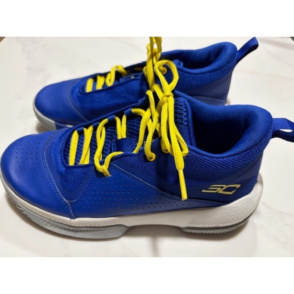 Under Armour Curry SC30 Boys Basketball Shoes Royal Blue Yellow Lace‎ Up